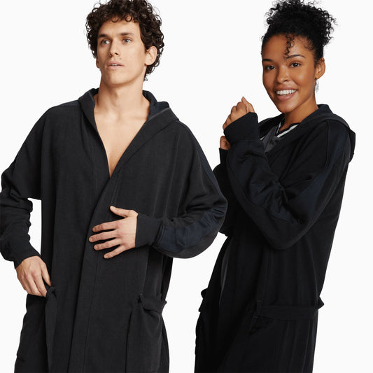 Black Soffle Waffle Lightweight Robe