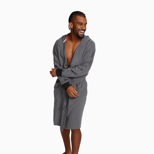 Gray Soffle Waffle Lightweight Robe