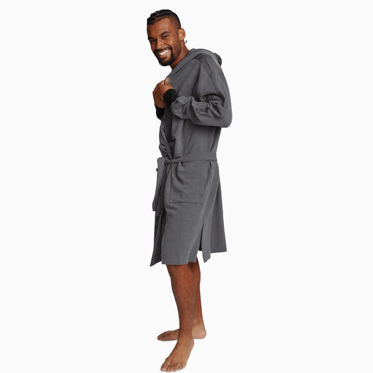 Gray Soffle Waffle Lightweight Robe