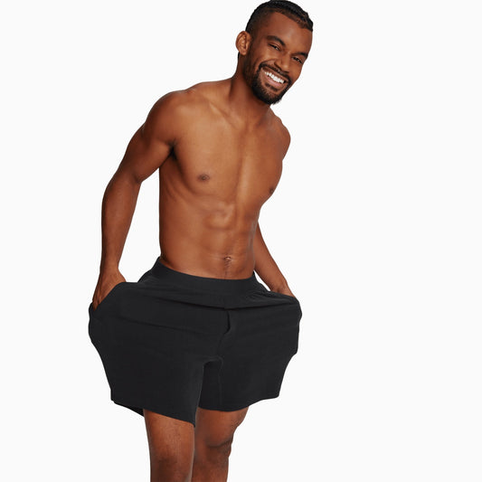 Black Soffle Waffle Shorts