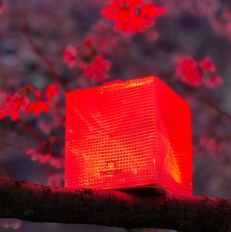 Red solar lantern to brighten outdoor environment.