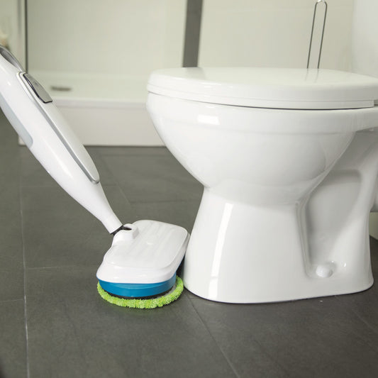 White and green floor cleaning device on a white background