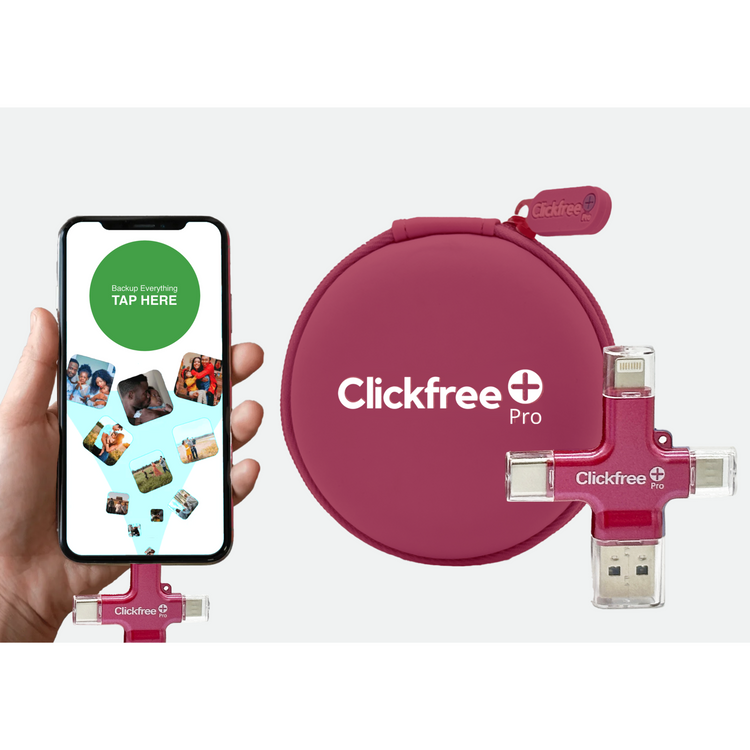 Clickfree Pro 128GB Universal Photo & Video Backup Device with AI Photo Editing Suite