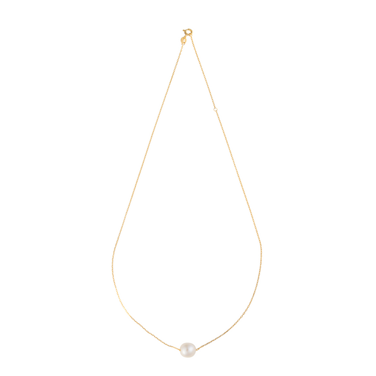 Signature floating pearl necklace- Gold 16/18" adjust