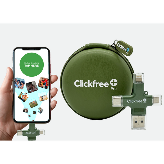 Clickfree Pro 128GB Universal Photo & Video Backup Device with AI Photo Editing Suite