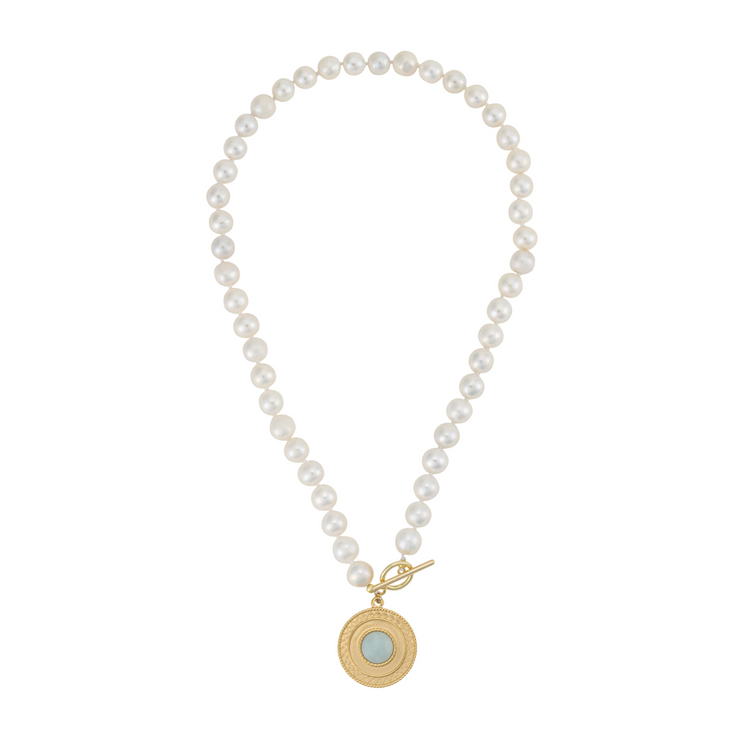 Freshwater Pearl with Amazonite Pendant