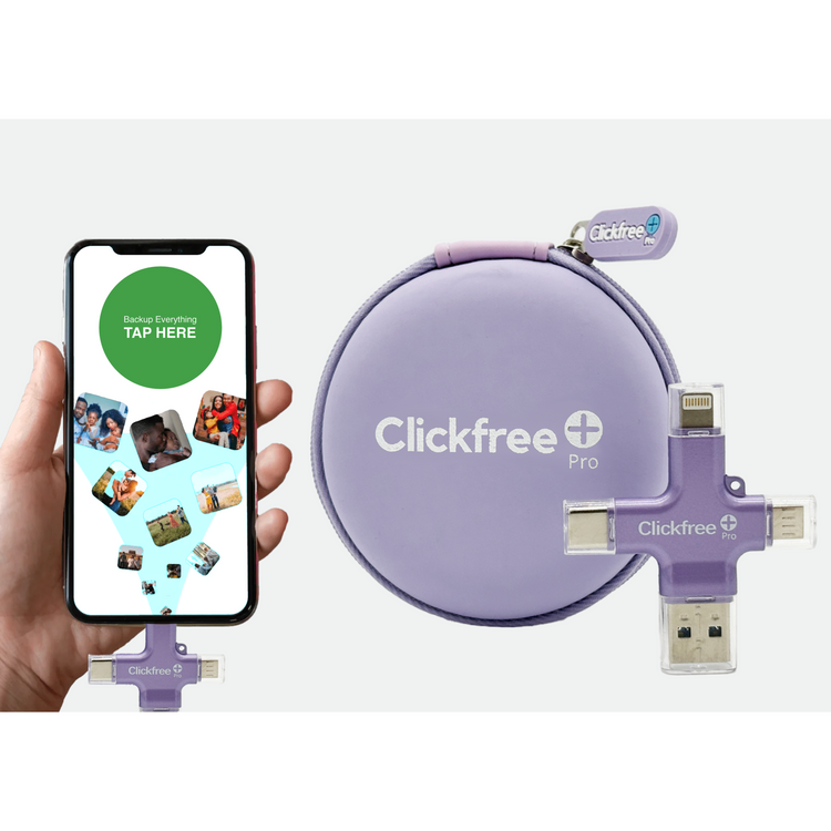 Clickfree Pro 128GB Universal Photo & Video Backup Device with AI Photo Editing Suite