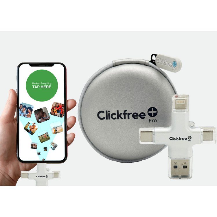 Clickfree Pro 128GB Universal Photo & Video Backup Device with AI Photo Editing Suite