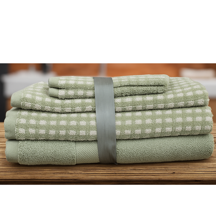 100% Cotton Waffle 6Pc Bath Towel Set