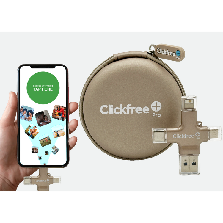 Clickfree Pro 128GB Universal Photo & Video Backup Device with AI Photo Editing Suite