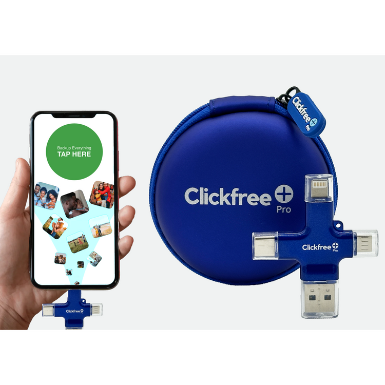 Clickfree Pro 128GB Universal Photo & Video Backup Device with AI Photo Editing Suite