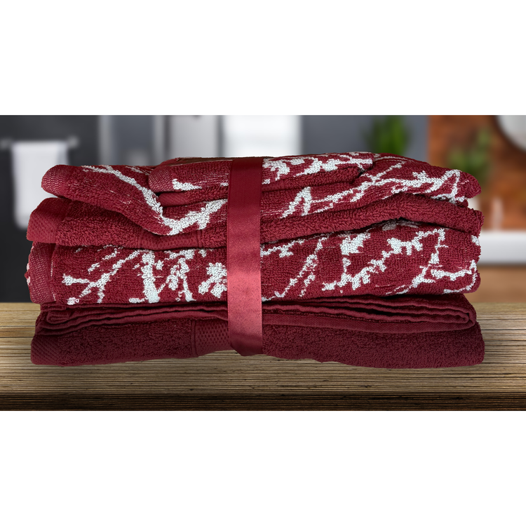 100% Cotton Foliage 6Pc Bath Towel Set