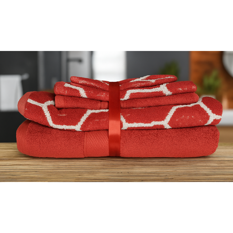 100% Cotton Honeycomb 6Pc Bath Towel Set