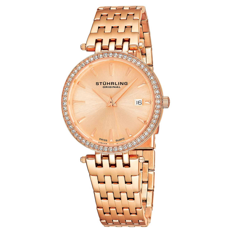 Stuhrling Original Garland Quartz Link Rose Tone Dial Bracelet Watch - One Size - Rose