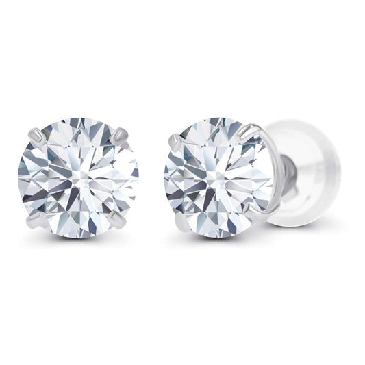 2.50 CTW Created Moissanite Stud Earrings in 14K White Gold -  F-G Color, VS Clarity, Handcrafted USA