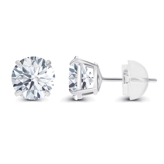 2.50 CTW Created Moissanite Stud Earrings in 14K White Gold -  F-G Color, VS Clarity, Handcrafted USA