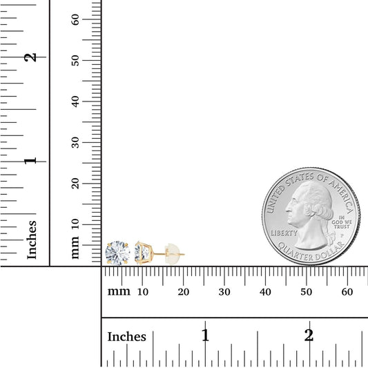 2.50 CTW Created Moissanite Stud Earrings in 14K Yellow Gold, Handcrafted in USA - F-G Color, VS Clarity