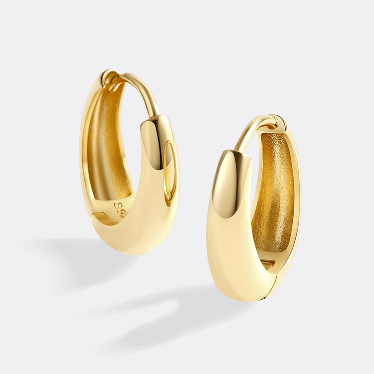 Teardrop Huggie Hoop Earrings - Gold