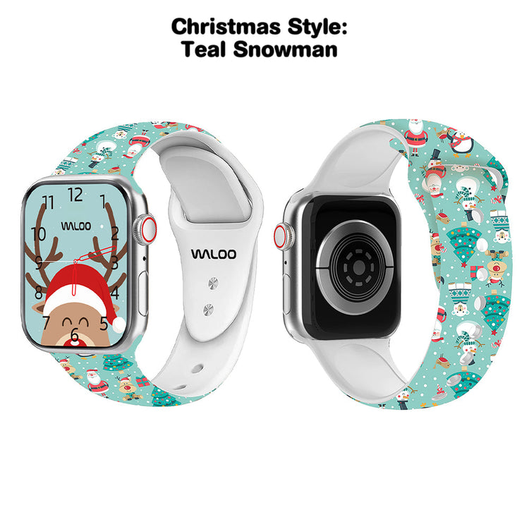 Christmas Themed Silicone Sport Band For Apple Watch  (2 Pack)