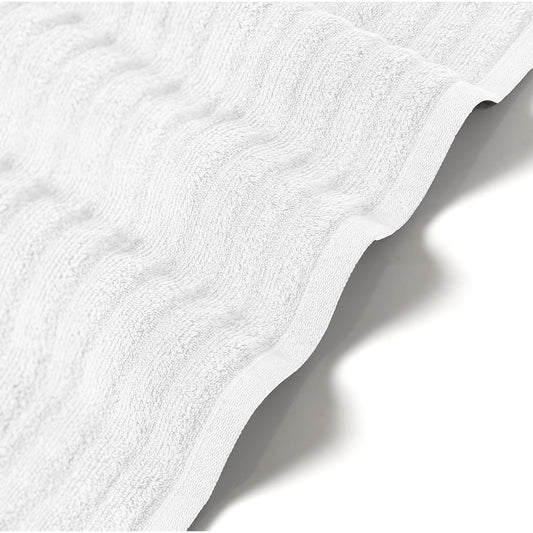 6 Piece Ribbed 100% Egyptian Cotton Towel Set - White