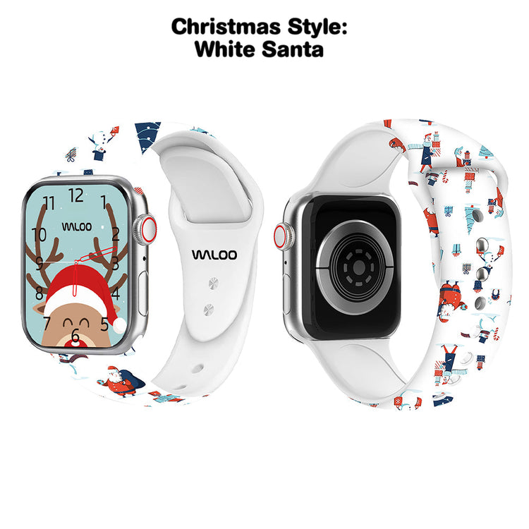 Christmas Themed Silicone Sport Band For Apple Watch  (2 Pack)