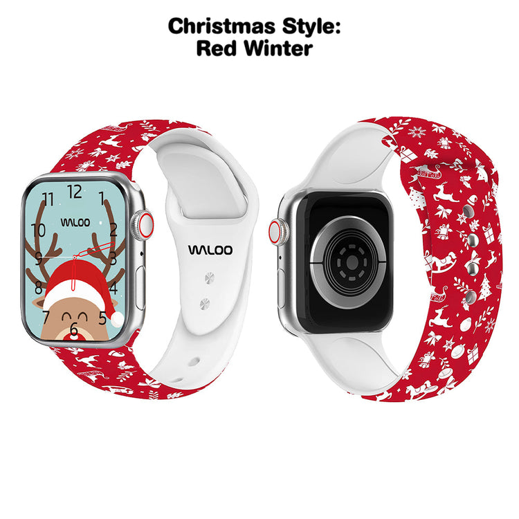 Christmas Themed Silicone Sport Band For Apple Watch  (2 Pack)