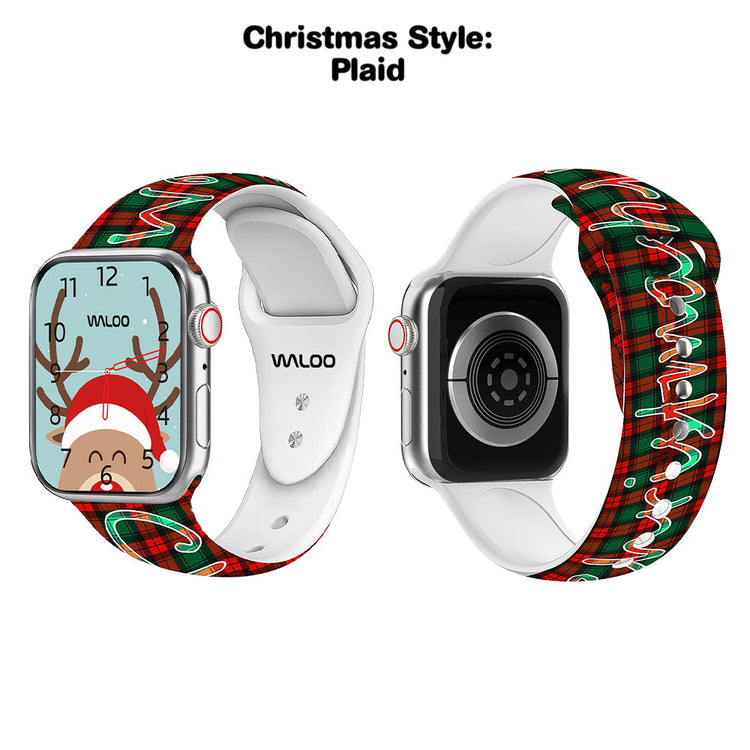 Christmas Themed Silicone Sport Band For Apple Watch  (2 Pack)