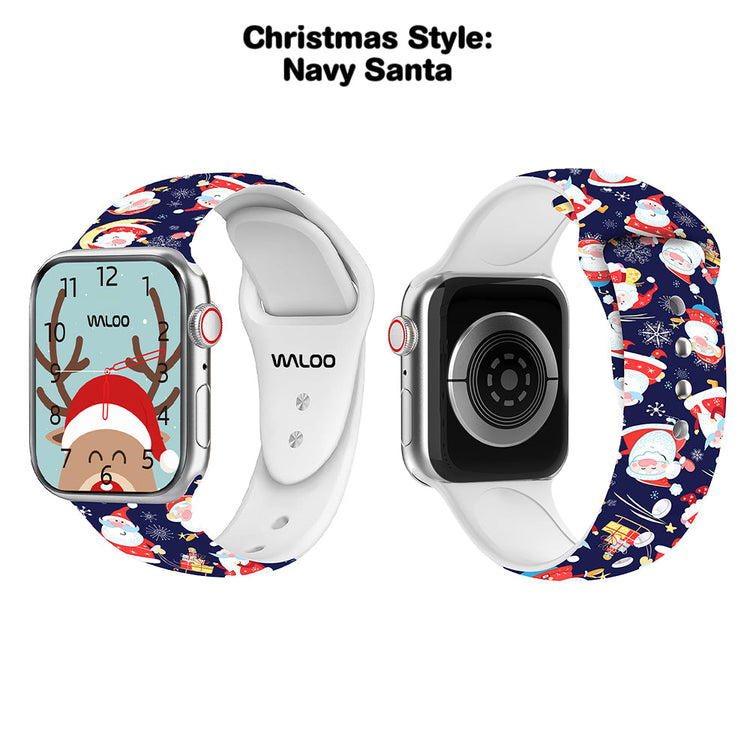 Christmas Themed Silicone Sport Band For Apple Watch  (2 Pack)