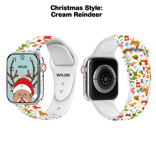 Christmas Themed Silicone Sport Band For Apple Watch  (2 Pack)