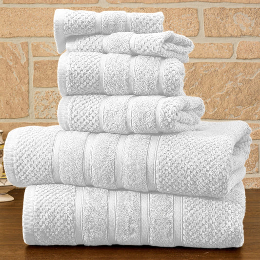 Bibb Home 6 Piece Egyptian Cotton Towel Set - Popcorn White