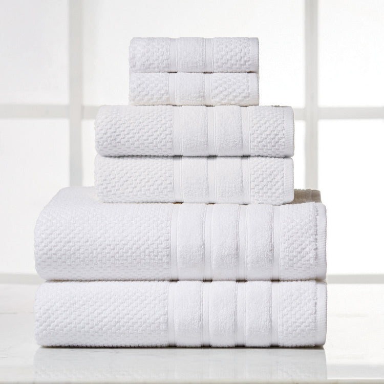 Bibb Home 6 Piece Egyptian Cotton Towel Set - Popcorn White