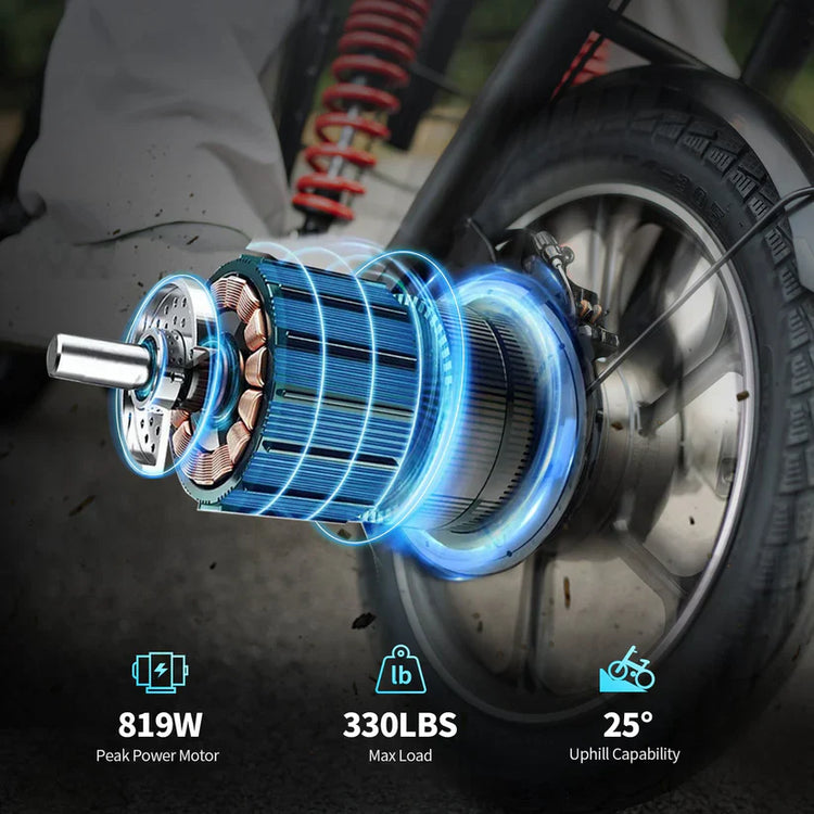 Motor of an electric scooter with technical specifications displayed