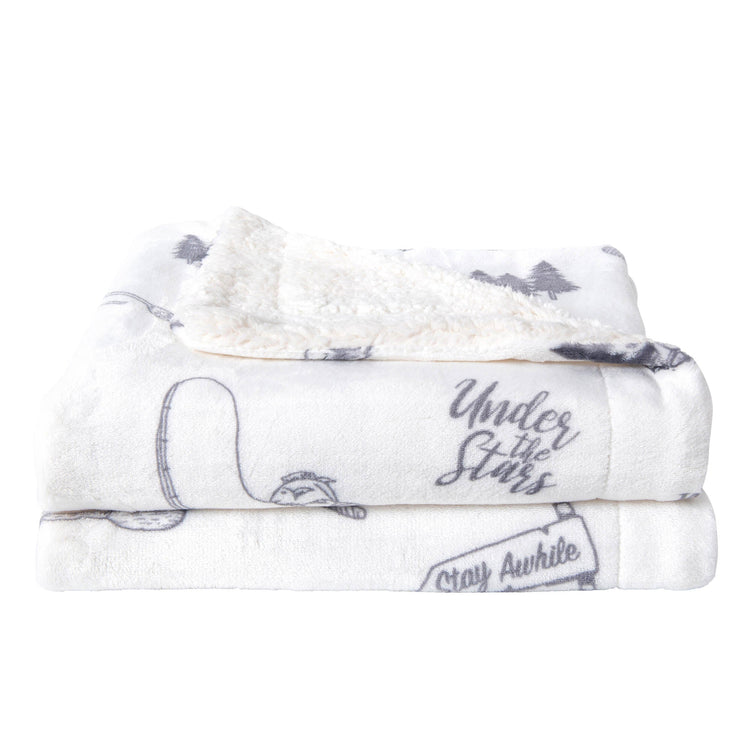 Ultra-Soft Velvet Plush Reversible Sherpa Fleece Blanket - Camping (Throw)