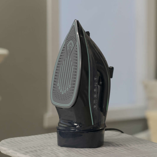 Black iron with a gray soleplate on a white background