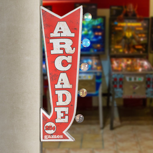 Vintage Arcade Games LED Marquee Arrow Sign (25" x 9")