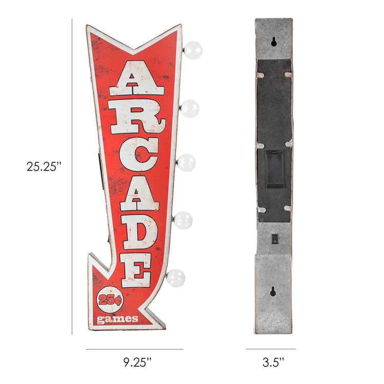 Vintage Arcade Games LED Marquee Arrow Sign (25" x 9")