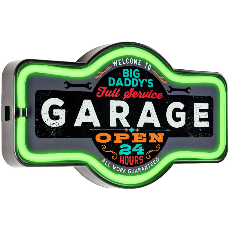 Big Daddy's Garage LED Neon Light Sign Wall Decor (9.5" x 17.25")