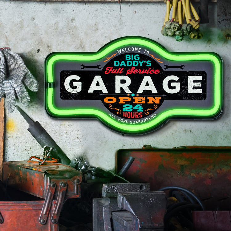 Big Daddy's Garage LED Neon Light Sign Wall Decor (9.5" x 17.25")