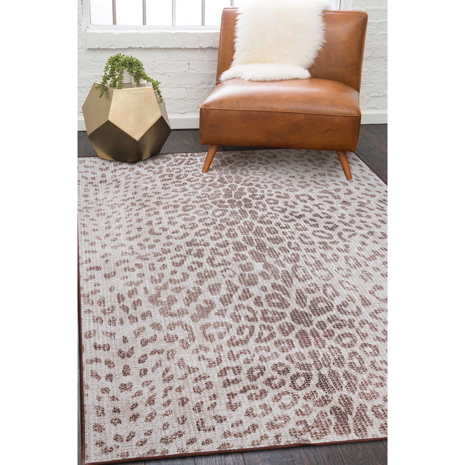 My Magic Carpet Miya Leopard Washable Area Rug 3'x5