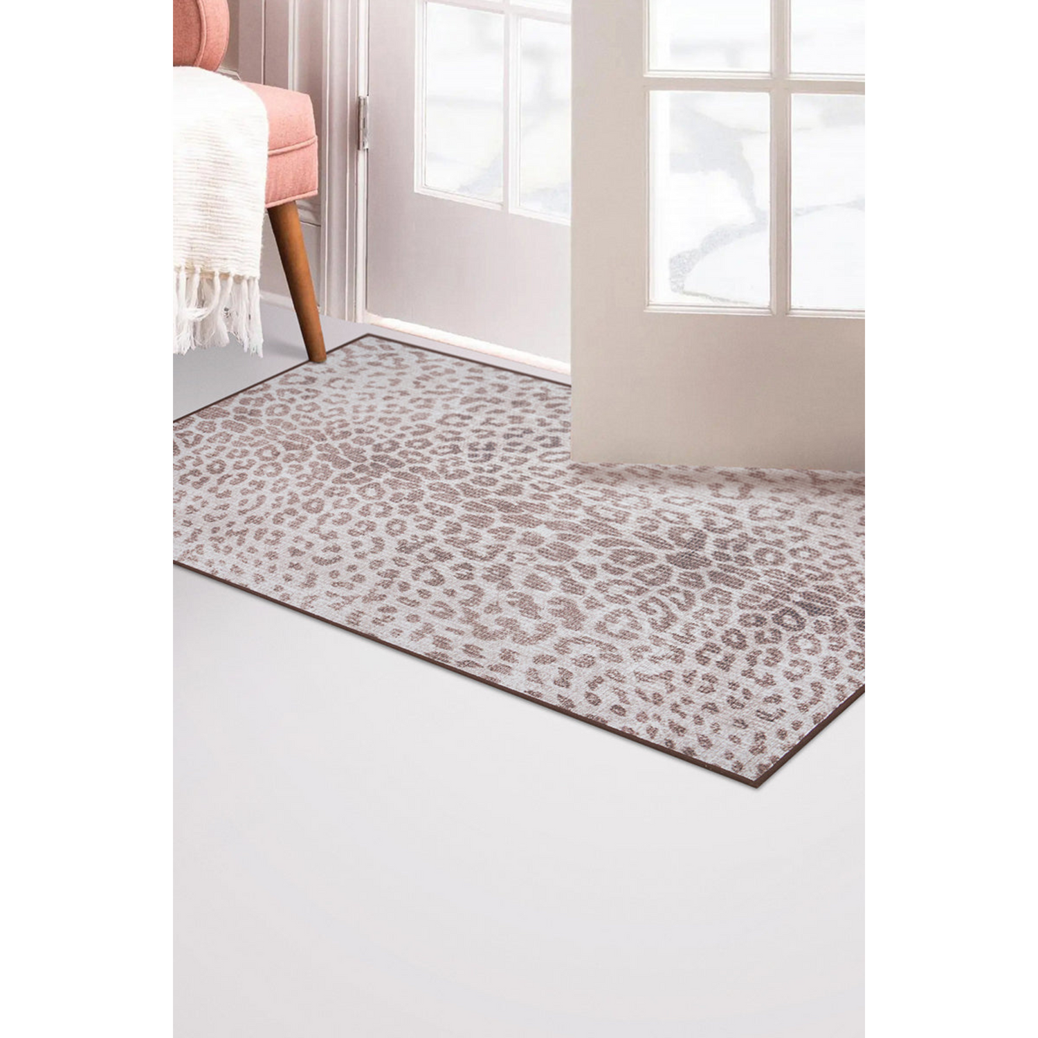 My Magic Carpet Miya Leopard Washable Area Rug 5'x7