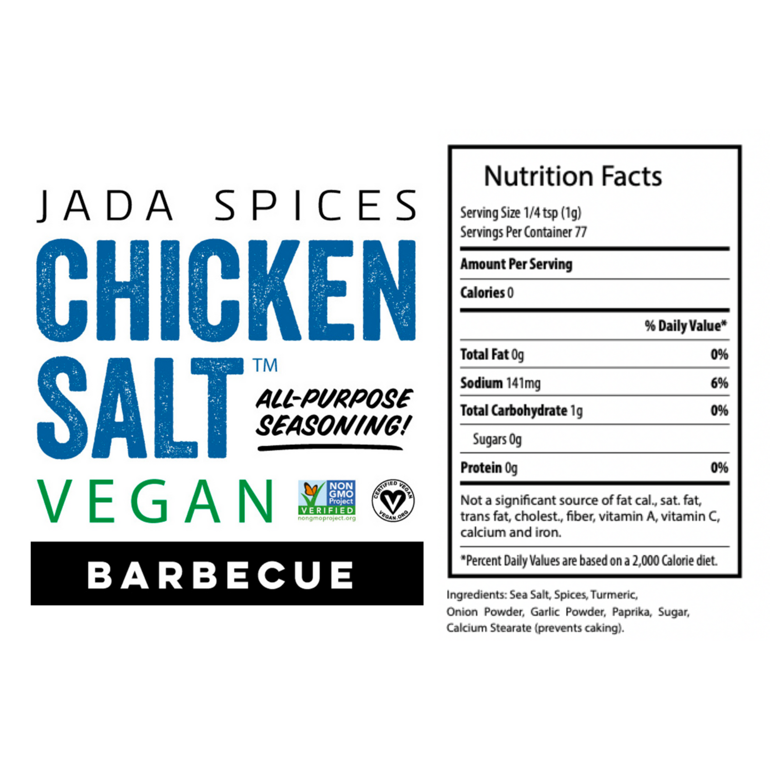 Vegan Chicken Salt - JADA SPICES, NON GMO, GLUTEN FREE, MSG FREE, TURMERIC  – JADA Brands