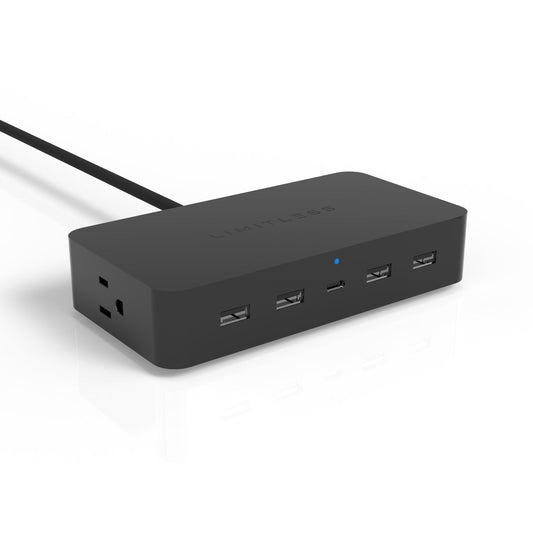7-Device Charger with USB, Type-C, and AC - Black