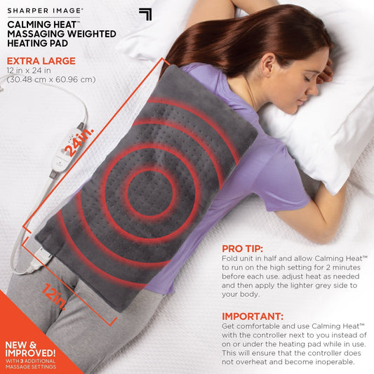 Weighted Massaging Heating Pad 9 Settings By Sharper Image®