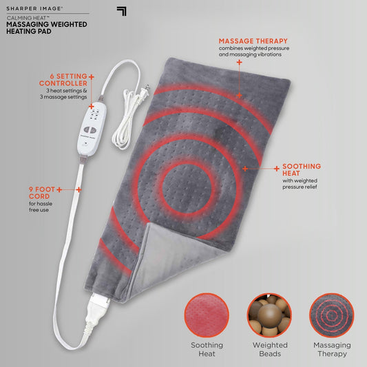 Weighted Massaging Heating Pad 9 Settings By Sharper Image®