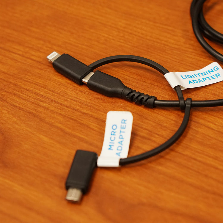 36'' 3-in-1 USB Charging Cable with Lightning and Micro Adapters