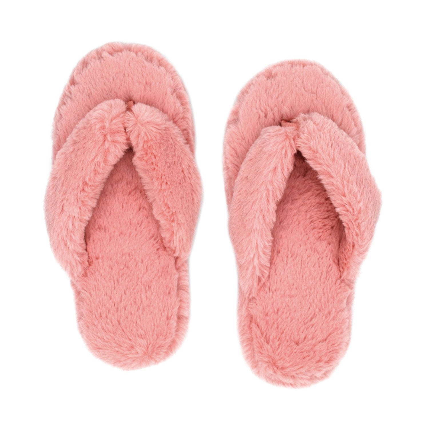 Pudus Fuzzy Flip Flop Thong Slippers for Women, House Slippers with Memory Foam Insoles and Ultra-Plush Faux Fur Lining Blush Pink Cottontail Flip Flop Slippers