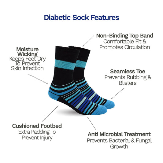Diabetic Socks - Blue Stripes