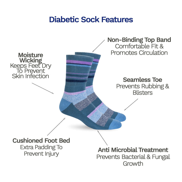 Diabetic Socks - Dusk Blue Stripes