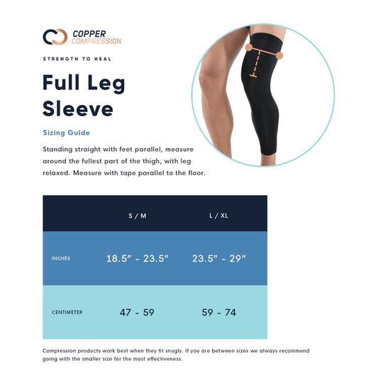 Copper Compression Full Leg Sleeve Highest Copper Content Unisex
