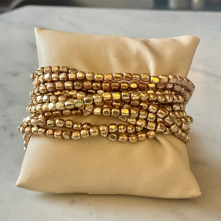 Beaded Nugget Stack - Gold